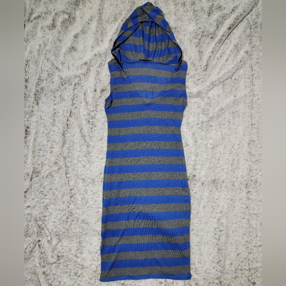 Ami Clubwear Striped Bodycon Dress | Blue and Grey | XS
